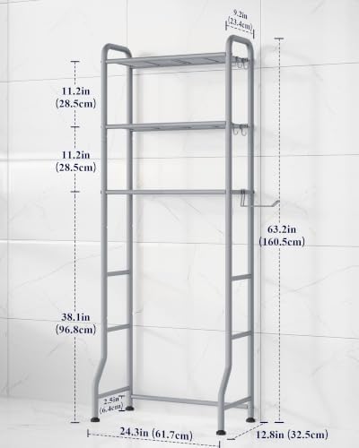 Kitsure Over Toilet Storage Rack, 63.2" H Space-Saving, Holder & Hooks