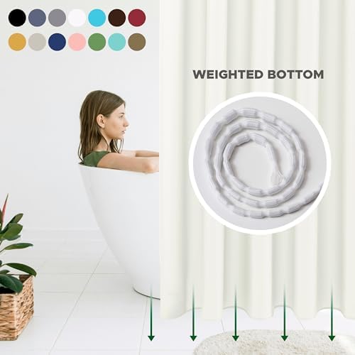 Fabric Shower Curtain Liner 72x72 Inch-Ivory Standard Size Shower Liners