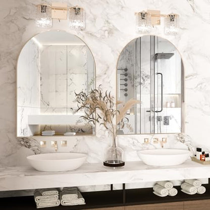 Arched Wall Mirror for Bathroom, 40"x30" Arched Mirror Wall Mounted Mirror with Metal Frame, Gold Vanity Mirror Decor for Mantle, Bedroom, Entryway, Living Room