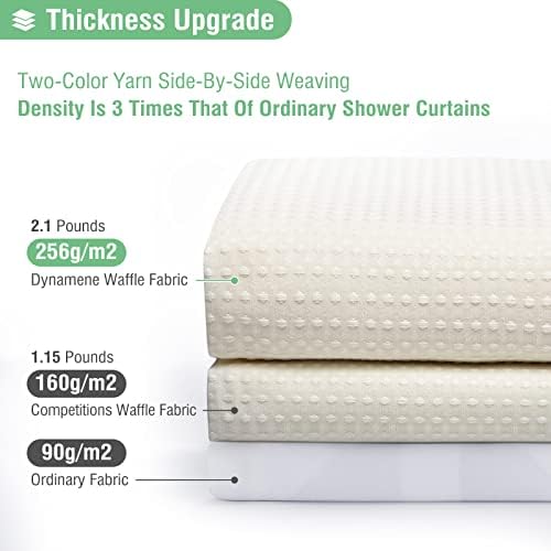 Dynamene Extra Long Waffle Shower Curtain 256 GSM Fabric 72x84 Cream/Ivory