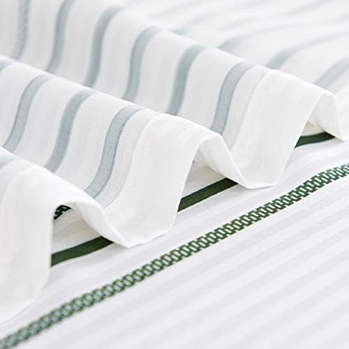 jinchan Green and White Shower Curtain for Bathroom Modern Farmhouse Striped Waterproof Fabric Shower Curtain Set with 12 Hooks Machine Washable 70x72 Inches