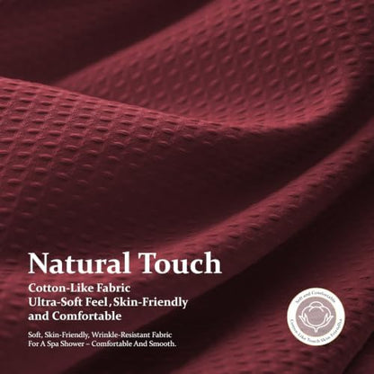 Dynamene Waffle Shower Curtain 256 GSM Heavy Duty Fabric 72"x72" Burgundy