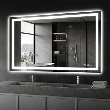 Koonmi 55x36 LED Bathroom Mirror, Shatterproof Mirror with Light