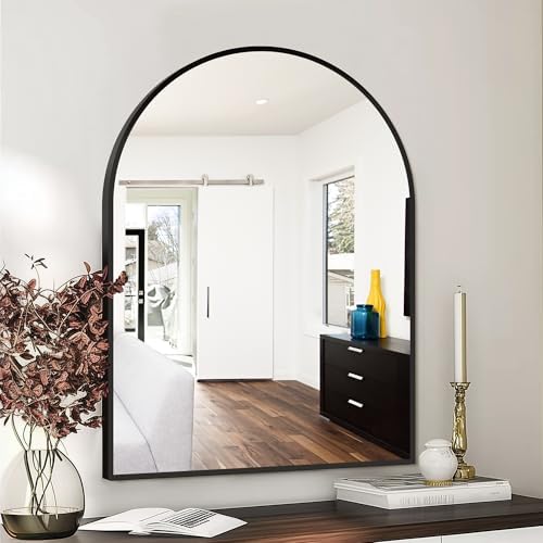 FICTOR 30" x 40" Arched Bathroom Vanity Mirror for Over Sink, Black