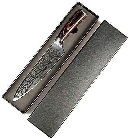 Damascus Chef Knife Set. Professional Japanese High Carbon Steel. 7Cr17mov Blade. Ergonomic comfort Woden Handle. 8 Inch