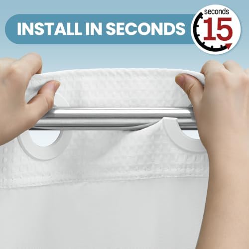 EUTXL Heavyweight No Hook Shower Curtain with Liner, White,71x80