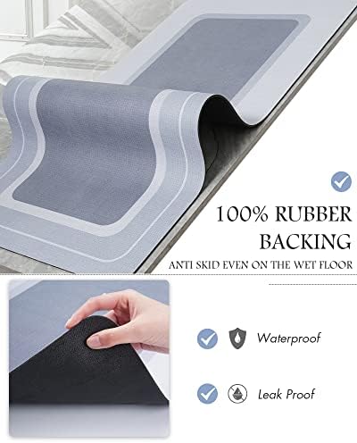 MontVoo-Bath Mat-Bath Rug Non Slip Super Absorbent Stain Resistant Quick Dry Thin Bathroom Rug-Bath Mats for Bathroom Floor Bathtub Vanity-Bathmat Bath Rug Easy Care 17"x27" Blue