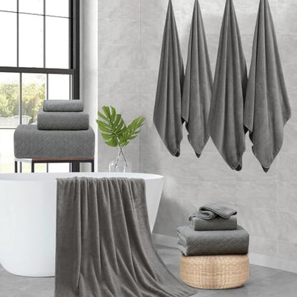Ycosy Extra Large Bath Towels Set 35x70 Inches - Luxury 600 GSM Oversized Bath Sheet Towel,Ultra Soft Microfiber - Quick Dry,Highly Absorbent Shower Towels Spa Hotel Bathroom Towel Set (4-Pack,Brown)