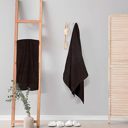 GLAMBURG 100% Cotton 2 Pack Oversized Bath Towel Set 28x55 Inches, Ultra Soft Highly Absorbant Compact Quickdry & Lightweight Large Bath Towels, Ideal for Gym Travel Camp Pool - Chocolate Brown