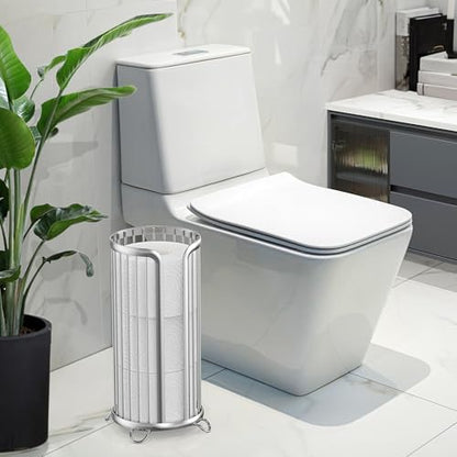 Toilet Paper Holder Stand, Freestanding Toilet Paper Storage,2 Pack,Silver