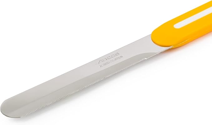 Arcos Paring Knife Set of 3 Pieces 4 Inch Stainless Steel. Colorful Kitchen Knives for Peeling Fruits and Vegetables. Ergonomic Polypropylene Handle. Serie B-Line. Color Orange, Red and Green.
