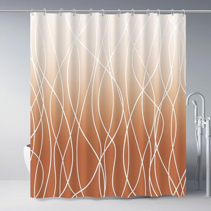Striped Shower Curtain for Bathroom, Burnt-Orange, 72" W x 72" L