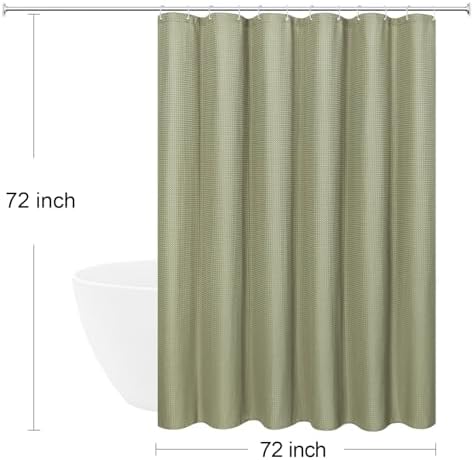 Gibelle 230GSM Heavy Duty Fabric Sage Green Shower Curtain, 72 X 72