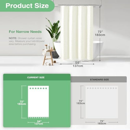 Dynamene Stall Boho Farmhouse Shower Curtain Tufted Chevron 54"x72" Cream