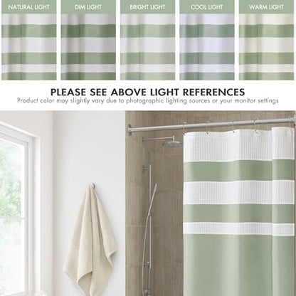 Madison Park Spa Waffle Weave Stall Shower Curtain, 36 x 72, Sage Green