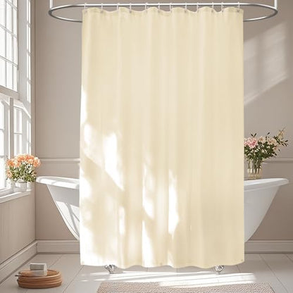 Seenus Waterproof Fabric Shower Curtain Liner with 3 Weighted Magnets, 72 x 84 inch Extra Long Cream Cloth Shower Liner Machine Washable, Hotel Quality Lightweight Tall Shower Curtain for Bathroom