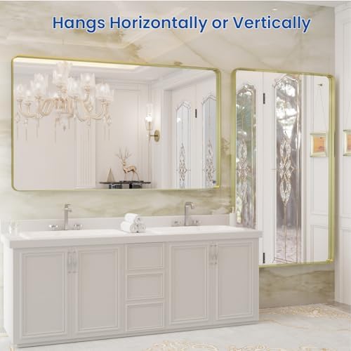 WEER Gold Bathroom Vanity Mirror 50X30 Inch