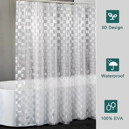 Shower Curtain Liner, 100% Waterproof Peva Shower Curtains with 3 Duty Heavy Bottom Magnets and 12 Rust Proof Grommets, 72x72 Weighted Shower Liner for Shower Stall, Bathtubs