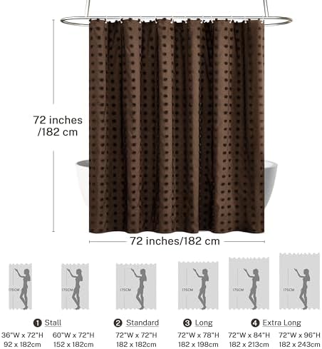 Siiluminisoy Brown Shower Curtain Woven Fabric Shower Curtain, 72" x 72" Cute Shower Curtains with Pleat Puffs Tufted Textured Modern Farmhouse Shower Curtain for Bathroom, Machine Washable