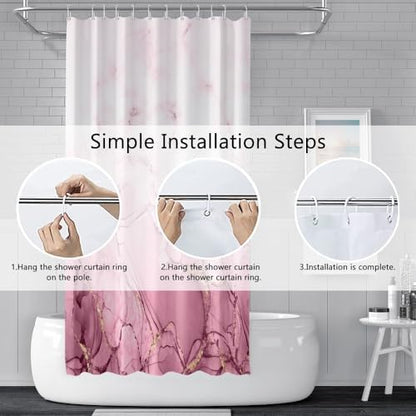 Pink Marble Stall Waterproof Shower Curtain 36x72 inches
