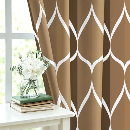 Gelbchu Geometric Shower Curtain for Bathroom, Brown, 72x72