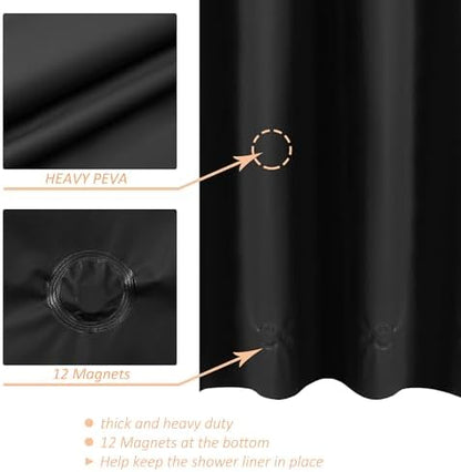 Mrs Awesome 180x70 Extra Wide Size Shower Curtain Liner Black