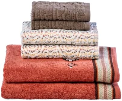 SKL Home Southwest Sunset/Rhapsody Bath Towel Set-6pc, 100% Cotton, Rust