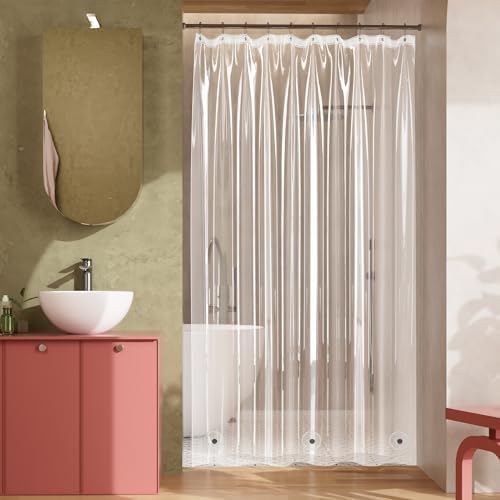 Titanker Plastic Shower Curtain Liner, Clear Shower Liner PEVA 60x78 Lightweight Waterproof Shower Curtains for Bathroom with Magnets and Rustproof Grommets