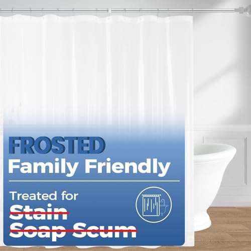 downluxe Shower Curtain Liner, PEVA Plastic Shower Liner with 3 Magnets, 72" x 72" Waterproof Bathroom Curtain, Frosted, 3 Pack