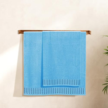 BELIZZI HOME Cotton 2 Pack Oversized Bath Towel Set 28x55 inches, Large Bath Towels, Ultra Absorbant Compact Quickdry & Lightweight Towel, Ideal for Gym Travel Camp Pool - Sky Blue