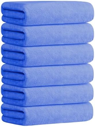 JML Microfiber Bath Towels with Hanging Loop, 30" x 60", 6 Pack
