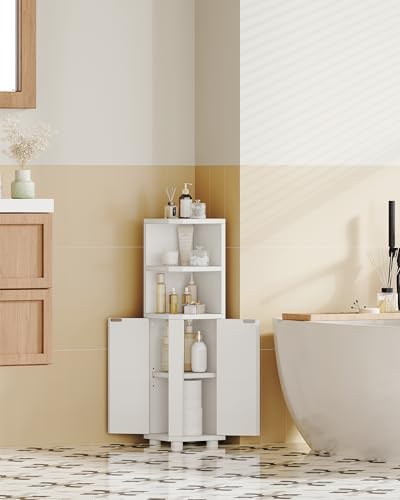 Hzuaneri Corner Cabinet, Small Bathroom Corner Cabinet with Doors