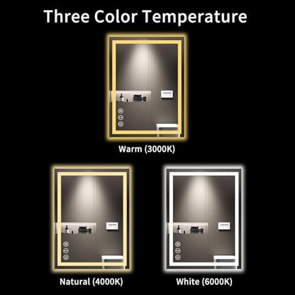 LOAAO 24"X32" LED Bathroom Mirror with Lights, UL Listed