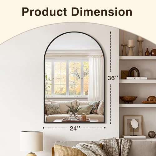 Arched Bathroom Vanity Mirror for Over Sink, 2 Pack 36”x24”, Black