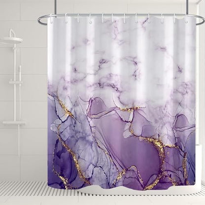 Purple Marble Waterproof Bathroom Shower Curtain 72x72 inches