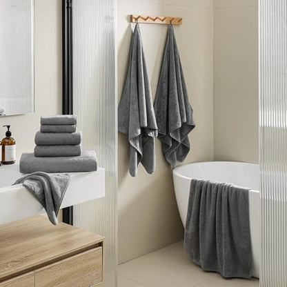 Hailea Grey Hand Towels Set 16x31 Inches,Soft Microfibers Bathroom Towel Set 2 Pack,Highly Absorbent Quick Dry Luxury Towel Hotel Spa Gym Hand Towel Collection for Bathroom