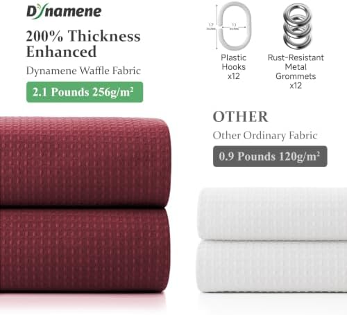 Dynamene Waffle Shower Curtain 256 GSM Heavy Duty Fabric 72"x72" Burgundy
