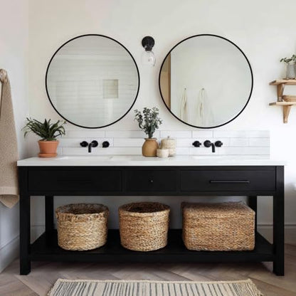 Sunniry Black Bathroom Mirror 30 inch, 2 Pack Wall Mirror,Matte Metal Frame