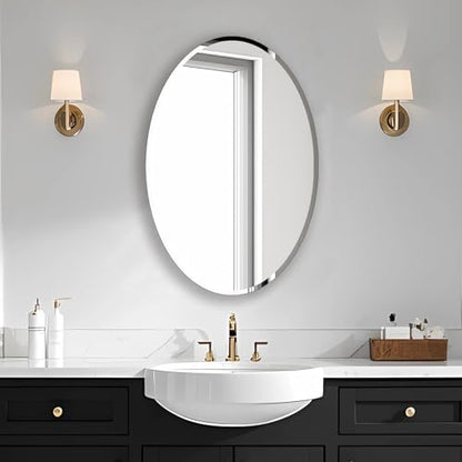 Bathroom Mirror for Over Sink 24" x 36" Oval Frameless Wall Mirror