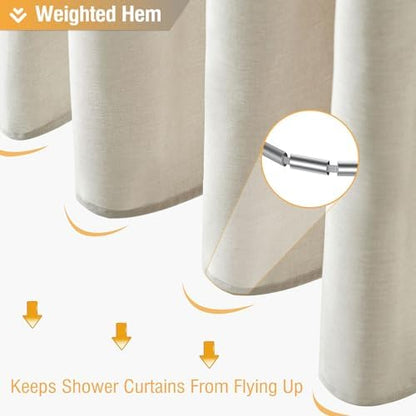BTTN Linen Textured Waterproof Fabric Shower Curtain, 72x72, Light Cream