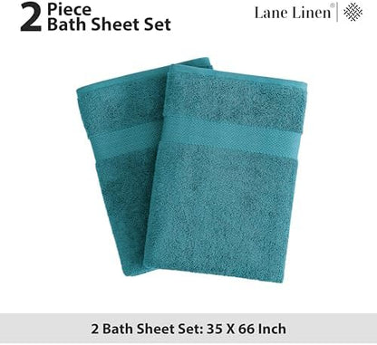 LANE LINEN Bath Sheets 2 Pack Oversized Soft Absorbent - Sea Port