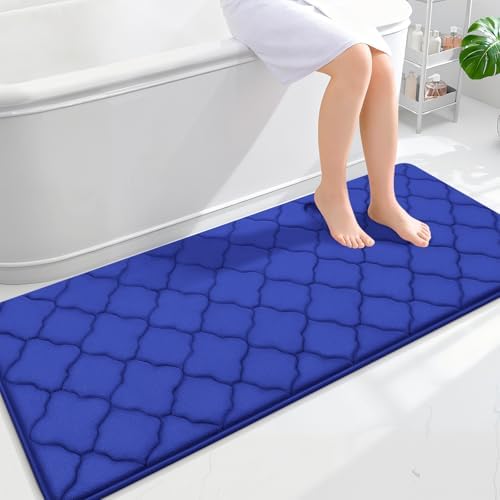 OLANLY Memory Foam Bath Mat Rug 59x24, Ultra Soft Bathroom Rugs, Royal Blue