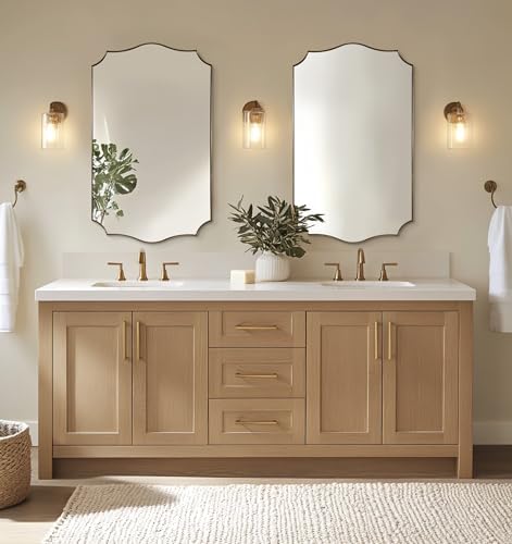 ANDY STAR 24x40 Inch Gold Mirror, Brushed Gold Bathroom Mirror, Antique Brass Rectangle Mirror, Large Wall Mirror Decorative for Bedroom, Living Room, Entryway, Wave Inspired Style