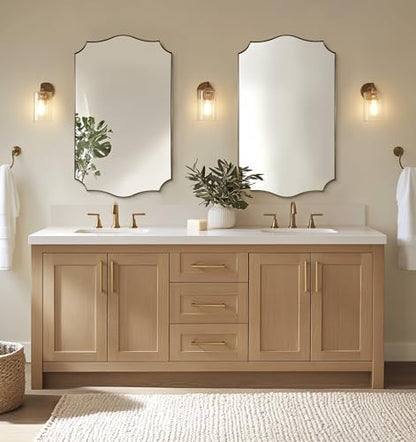 ANDY STAR 24x40 Inch Gold Mirror, Brushed Gold Bathroom Mirror, Antique Brass Rectangle Mirror, Large Wall Mirror Decorative for Bedroom, Living Room, Entryway, Wave Inspired Style