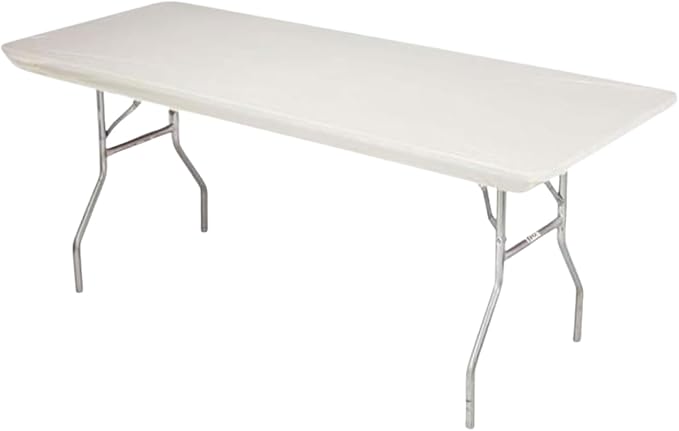 Kwik-Covers 8' Rectangle Plastic Table Covers 30" x 96", Bundle of 5 (Ivory)