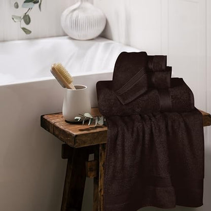 Belizzi Home Ultra Soft 6 Pack Cotton Towel Set, Contains 2 Bath Towels 28x55 inch, 2 Hand Towels 16x24 inch & 2 Wash Coths 12x12 inch, Ideal for Everyday use, Compact & Lightweight - Brown