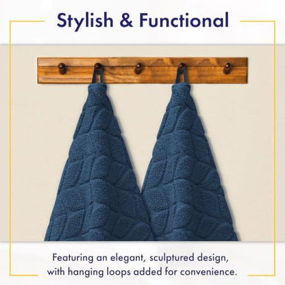 Alusa Home Ultra Soft & Stylish 700 GSM Luxury Bath Towels - 100% Zero-Twist, Long-Staple Cotton - Remarkably Absorbent & Quick Drying - 6 Piece Towel Set (Navy Blue)