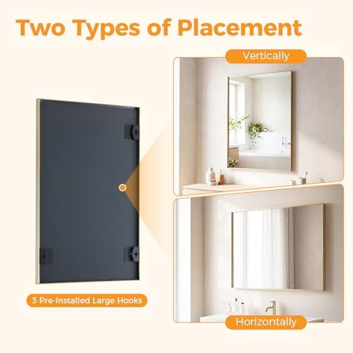 Sweetcrispy Bathroom Mirrors for Over Sink, 30" x 36" Rectangle Wall Mirror