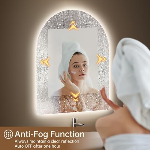 30"x36" Arched LED Lighted Bathroom Mirror with Lights