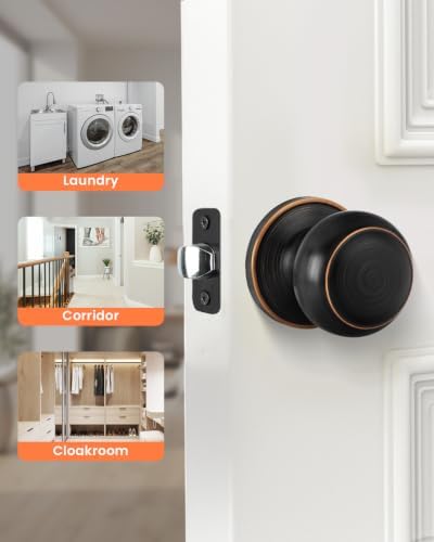 Haidms 4 Pack Oil Rubbed Bronze Passage Door Knobs, Bronze Closet Door Knobs, Passage Doorknobs Interior for Closet or Hall, Hallways